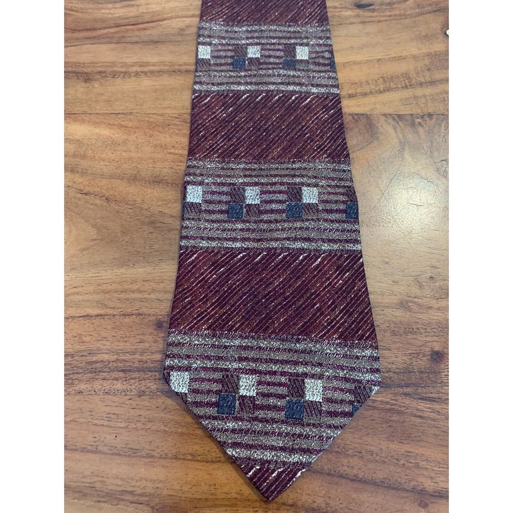 Bugatti 100% Italian Silk Geometric Tie Made in USA